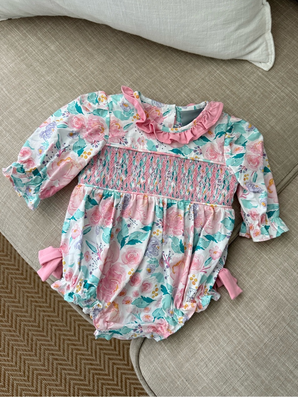 NWOT Floral Smocked Bubble Romper